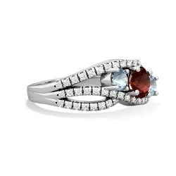 Garnet Three Stone Aurora 14K White Gold ring R3080