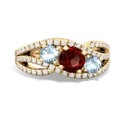 Garnet Three Stone Aurora 14K Yellow Gold ring R3080