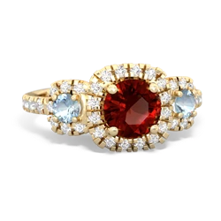 Garnet Regal Halo 14K Yellow Gold ring R5350