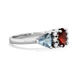 Garnet Antique Style Three Stone 14K White Gold ring R2186