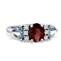 Garnet Antique Style Three Stone 14K White Gold ring R2186