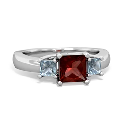 Garnet Three Stone Trellis 14K White Gold ring R4015