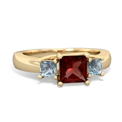 Garnet Three Stone Trellis 14K Yellow Gold ring R4015