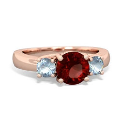 Garnet Three Stone Round Trellis 14K Rose Gold ring R4018