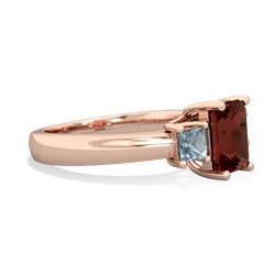 Garnet Three Stone Emerald-Cut Trellis 14K Rose Gold ring R4021