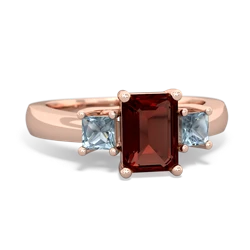 Garnet Three Stone Emerald-Cut Trellis 14K Rose Gold ring R4021