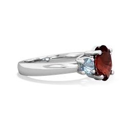 Garnet Three Stone Oval Trellis 14K White Gold ring R4024