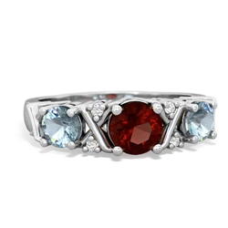 Garnet Hugs And Kisses 14K White Gold ring R5016