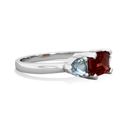 Garnet Three Stone 14K White Gold ring R5235