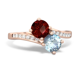 Garnet Channel Set Two Stone 14K Rose Gold ring R5303