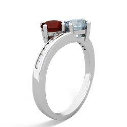 Garnet Channel Set Two Stone 14K White Gold ring R5303