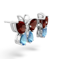 Garnet Butterfly 14K White Gold earrings E2215