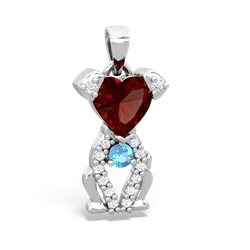 Garnet Puppy Love 14K White Gold pendant P5800