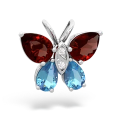 Garnet Butterfly 14K White Gold pendant P2215