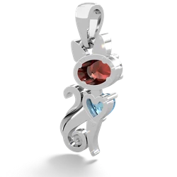 Garnet Kitten 14K White Gold pendant P5780