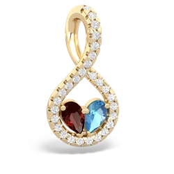 Garnet Pave Twist 'One Heart' 14K Yellow Gold pendant P5360