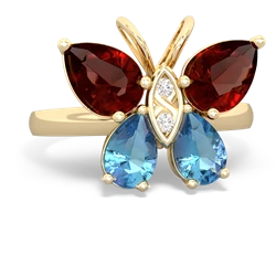 Garnet Butterfly 14K Yellow Gold ring R2215