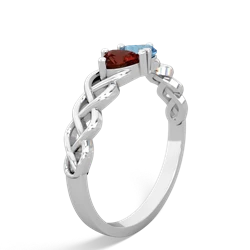 Garnet Heart To Heart Braid 14K White Gold ring R5870