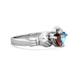 Garnet 'Our Heart' Claddagh 14K White Gold ring R2388