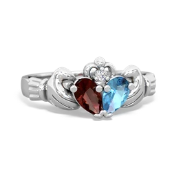 Garnet 'Our Heart' Claddagh 14K White Gold ring R2388