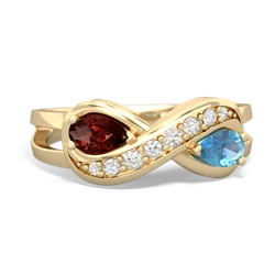 Garnet Diamond Infinity 14K Yellow Gold ring R5390