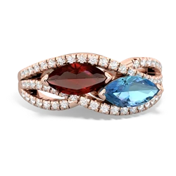 Garnet Diamond Rivers 14K Rose Gold ring R3070