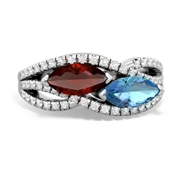 Garnet Diamond Rivers 14K White Gold ring R3070