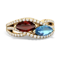 Garnet Diamond Rivers 14K Yellow Gold ring R3070