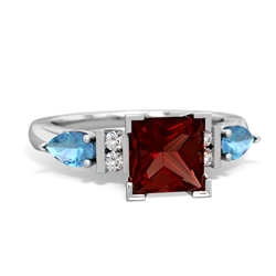 Garnet 6Mm Princess Eternal Embrace Engagement 14K White Gold ring C2002