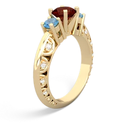 Garnet Art Deco Eternal Embrace Engagement 14K Yellow Gold ring C2003