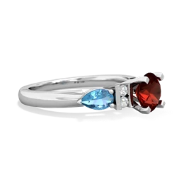 Garnet 6Mm Round Eternal Embrace Engagement 14K White Gold ring R2005