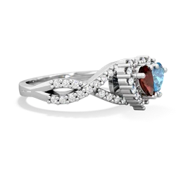 Garnet Diamond Twist 'One Heart' 14K White Gold ring R2640HRT