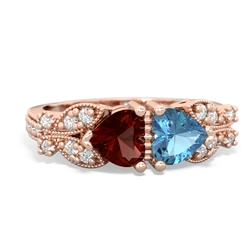 Garnet Diamond Butterflies 14K Rose Gold ring R5601