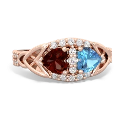 Garnet Sparkling Celtic Knot 14K Rose Gold ring R2645