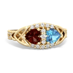 Garnet Sparkling Celtic Knot 14K Yellow Gold ring R2645