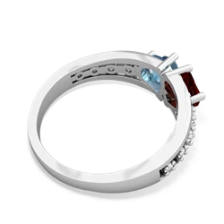 Garnet Heart To Heart 14K White Gold ring R3342