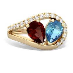 Garnet Nestled Heart Keepsake 14K Yellow Gold ring R5650
