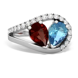 Garnet Nestled Heart Keepsake 14K White Gold ring R5650