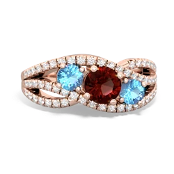 Garnet Three Stone Aurora 14K Rose Gold ring R3080