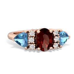 Garnet Antique Style Three Stone 14K Rose Gold ring R2186