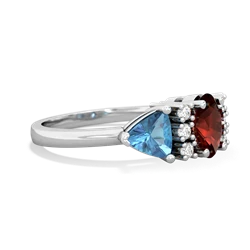 Garnet Antique Style Three Stone 14K White Gold ring R2186