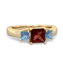 Garnet Three Stone Trellis 14K Yellow Gold ring R4015