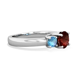 Garnet Three Stone Round Trellis 14K White Gold ring R4018