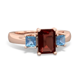 Garnet Three Stone Emerald-Cut Trellis 14K Rose Gold ring R4021