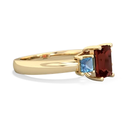 Garnet Three Stone Emerald-Cut Trellis 14K Yellow Gold ring R4021