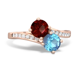 Garnet Channel Set Two Stone 14K Rose Gold ring R5303