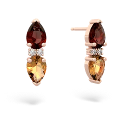 Garnet Bowtie Drop 14K Rose Gold earrings E0865