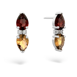 Garnet Bowtie Drop 14K White Gold earrings E0865