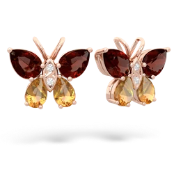 Garnet Butterfly 14K Rose Gold earrings E2215