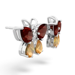 Garnet Butterfly 14K White Gold earrings E2215